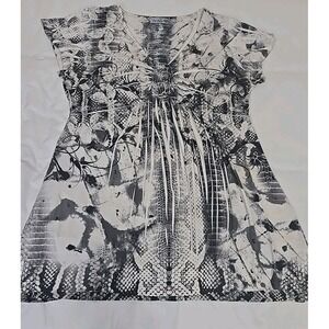 Unity World Wear Women's XL Blouse White/Gray/Black